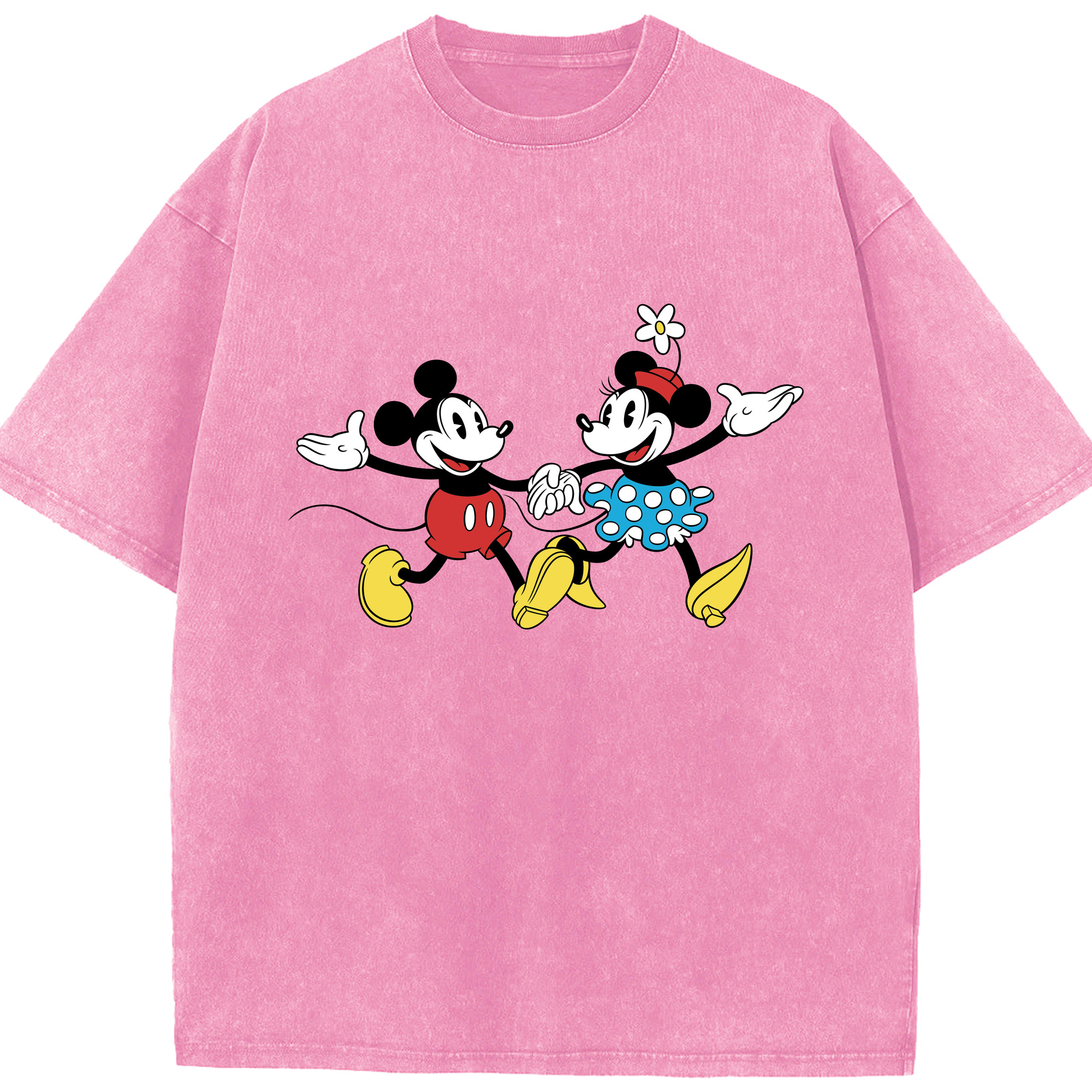 （画像用） ミッキーマウス Mickey Mouse 綿100% ヴィンテージ風 半袖Tシャツ（フロントプリント）